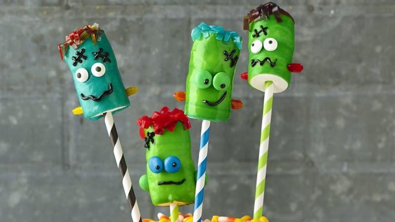 Frankenstein Fruit Roll-Up on a Stick