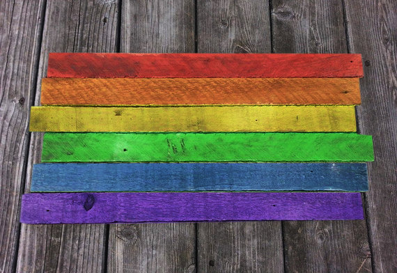 ETSY-Rainbow Flag reclaimed Wood Sign  Pride Wall Art