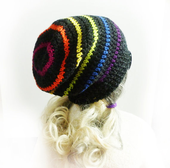 ETSY-Rainbow Slouchy Beanie